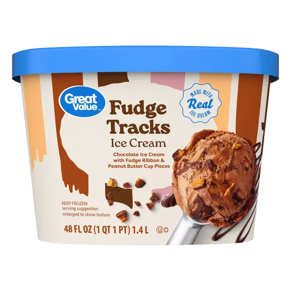 Great Value Fudge Tracks Ice Cream, 48 fl oz