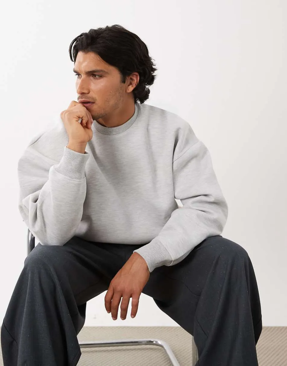 ASOS DESIGN extreme oversized sweatshirt in scuba-style fabric in ice marl