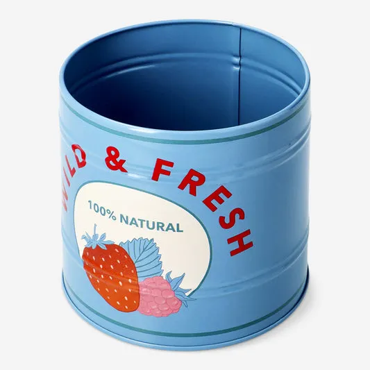 Metal storage tin with berry prin...
