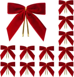 12 lazos de terciopelo para árbol de Navidad, lazos navideños vintage, guirnalda de lazos, decoración navideña para árbol de Navidad