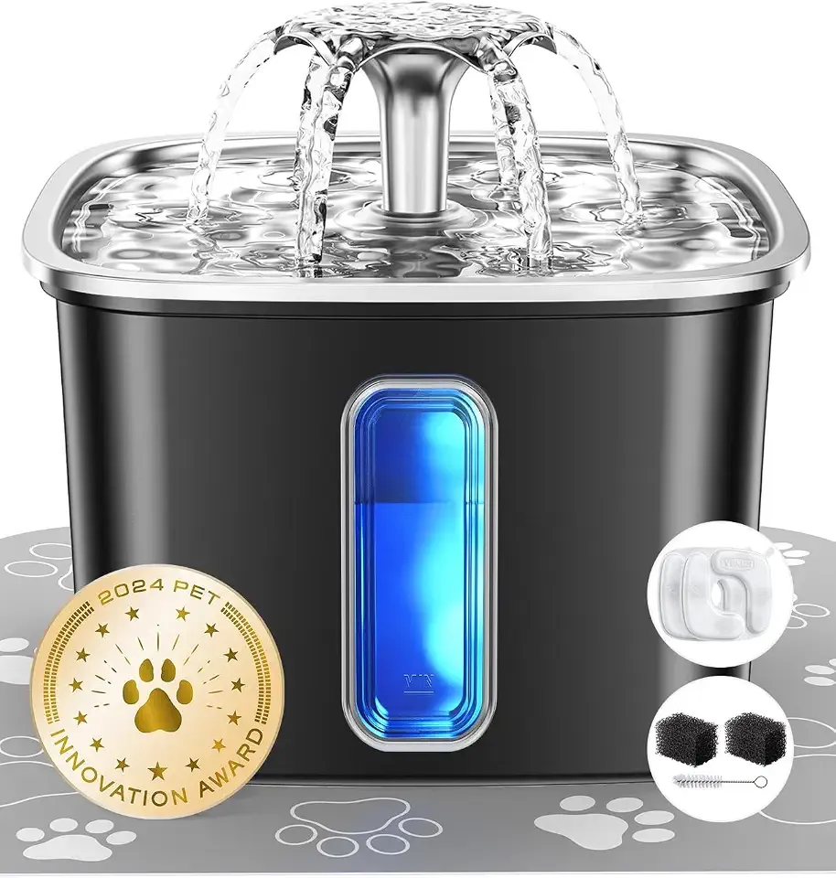 Veken Innovation Award Winner Stainless Steel Cat Water Fountain, 108oz, C1
