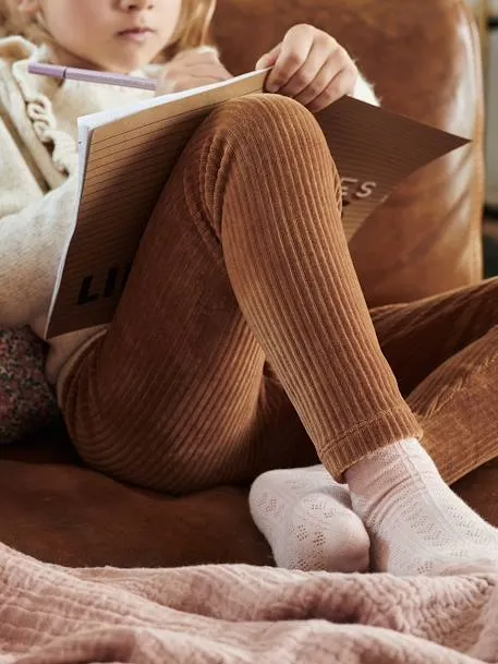 Legging fille velours - camel