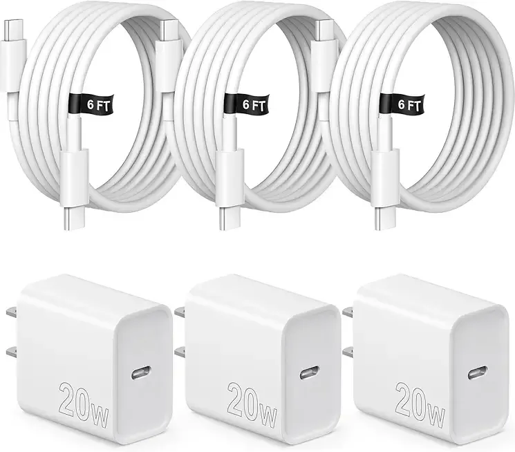 iPhone 17 16 15 Charger Fast Charging 3 Pack USB C Charger Block Type C Chargers 6FT Cord Wall Chargers Compatible with iPhone Air/17/17 Plus/17 Pro/17 Pro Max/16/16 Plus/16 Pro/16 Pro Max/15 Pro Max