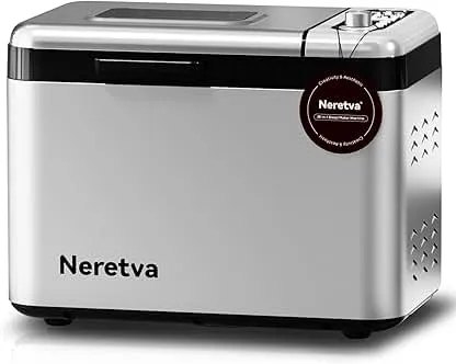 Neretva Bread Maker, 3.3LB Larger Bread Machine 15-in-1 Stainless Steel & Nonstick Ceramic Pan & Auto Nut Dispenser Breadmaker Machines Full Touch Panel with Gluten Free White Wheat Rye French Pizza Neretva Bread Maker, 3.3LB Larger Bread Machine 15-in-1…