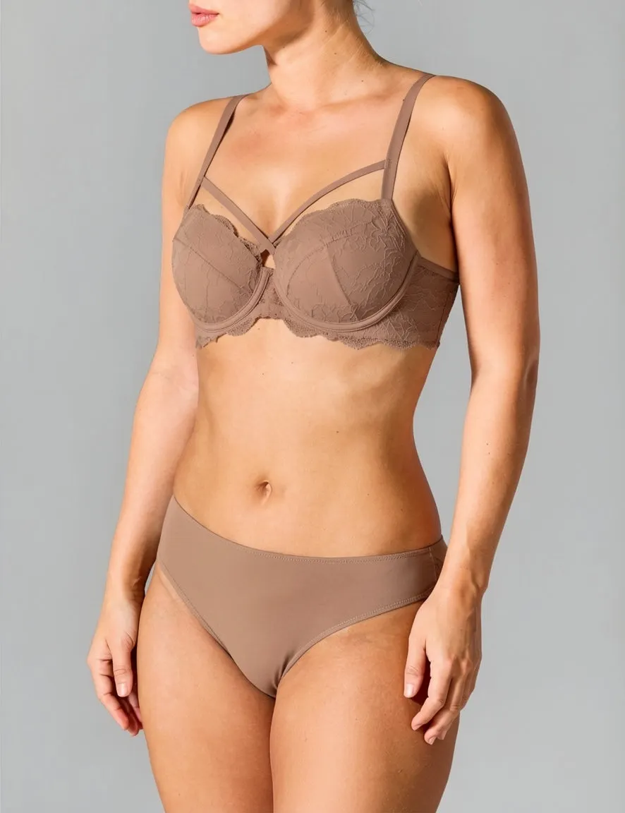 Fabulous voorgevormde t-shirt bh met kant taupe