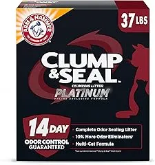 ARM & Hammer Clump & Seal Platinum Cat Litter, Multi-Cat, 14-Day Odor Control, Rock-Hard Clumps, 37 lbs – Powerful Odor Eliminator with Baking Soda ARM & Hammer Clump & Seal Platinum Cat…