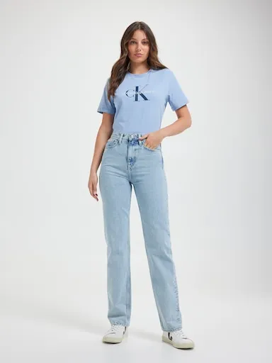 Calvin Klein High Rise Straight In Stone Light Blue