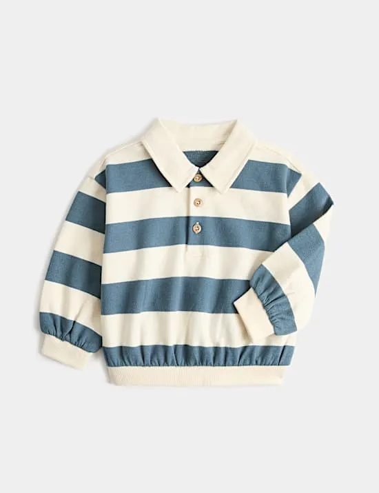 Rugby-Shirt aus reiner Baumwolle mit Single Jersey (0–5 Jahre)