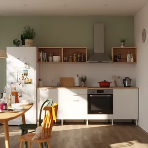 Cocina en kit Eleki blanca 3 módulos cubo haya + 4 bajos L.200 x H.182 x P.58 cm