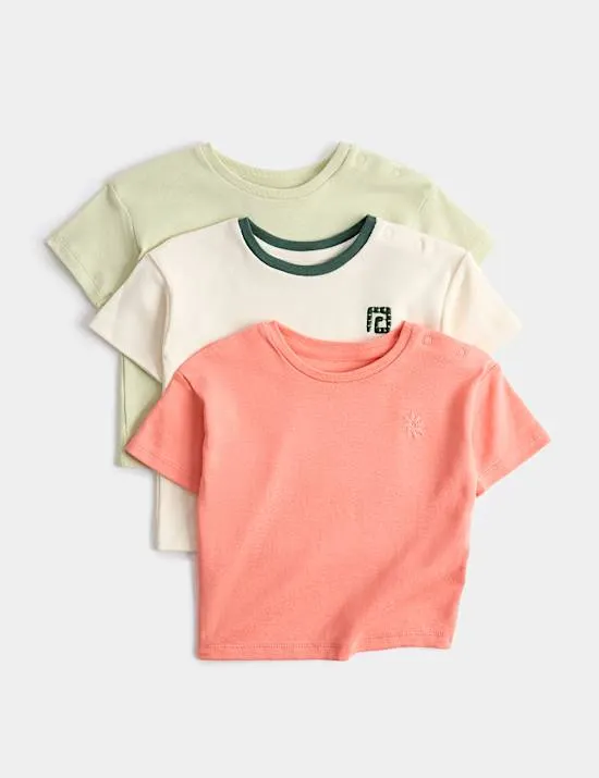 3er-Pack Jersey-Oberteile aus reiner Baumwolle (0–5 Jahre)