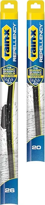 Rain-X 810352 Repellency Water Repellent Wiper Blades, 26" & 20" Windshield Wipers, All Weather Streak-Free for Enhanced Visibility w/Water Repellency Formula [Amazon Exclusive]