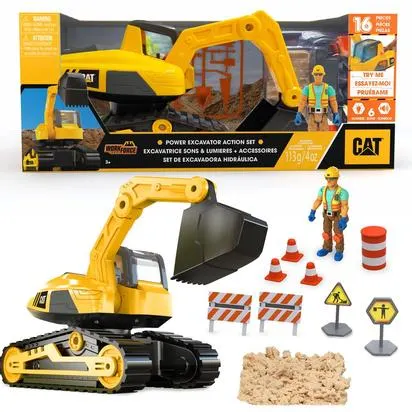 CATERPILLAR - PACK EXCAVATRICE 30 CM + FIGURINE 10 CM + ACCESSOIRES