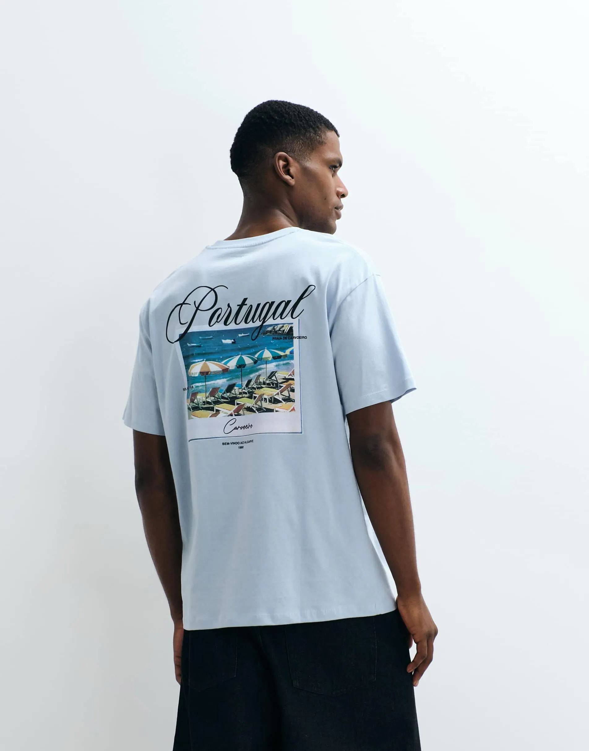 Jack & Jones Portugal summer back print t-shirt in blue