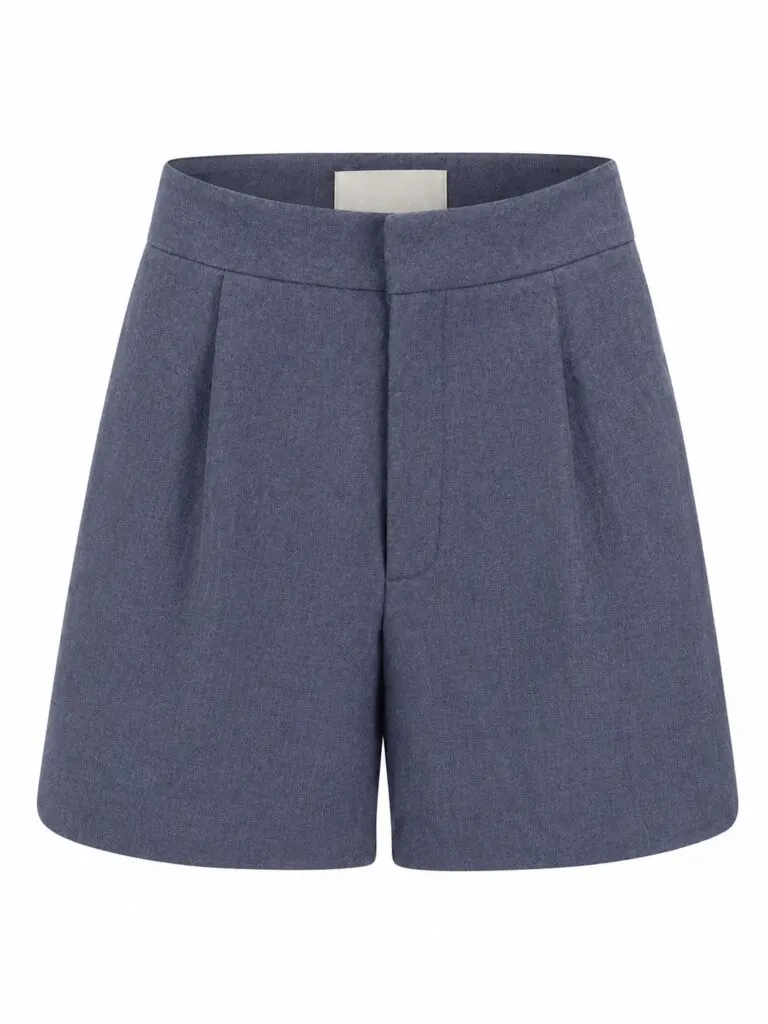Freya Solid Linen Shorts - Blå
