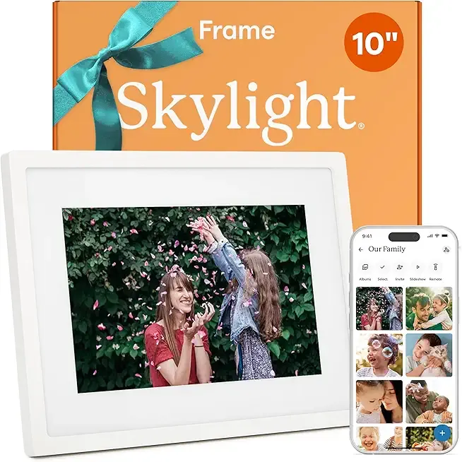 Skylight Digital Picture Frame - WiFi Enabled with Load from Phone Capability, Touch Screen Digital Photo Frame Display - Customizable Gift for Friends and Family - 10 Inch White