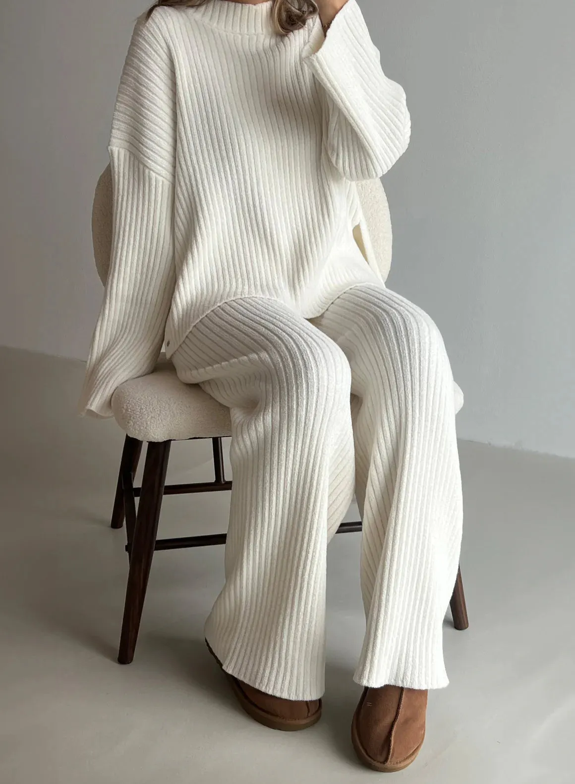 Off White Rib Knit Pants