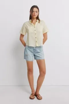 Camisa lino manga corta