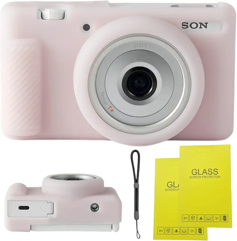 Camera Case for Sony ZV-1F/ ZV-1 II/ZV-1M2 Digital Camera | ZV1F Soft Silicone Protective Bag,Anti-Scratch Slim Fit Soft Sleeve With ZV1 F screen protector and strap wrist. (Jelly Pink)