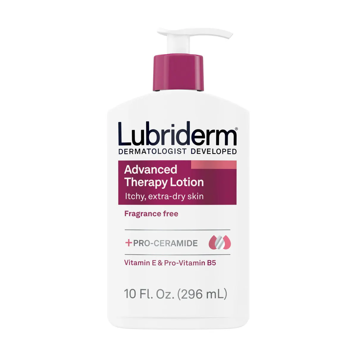 Lubriderm Advanced Therapy Fragrance Free Moisturizing Hand & Body Lotion + Pro-Ceramide, 10 fl. oz