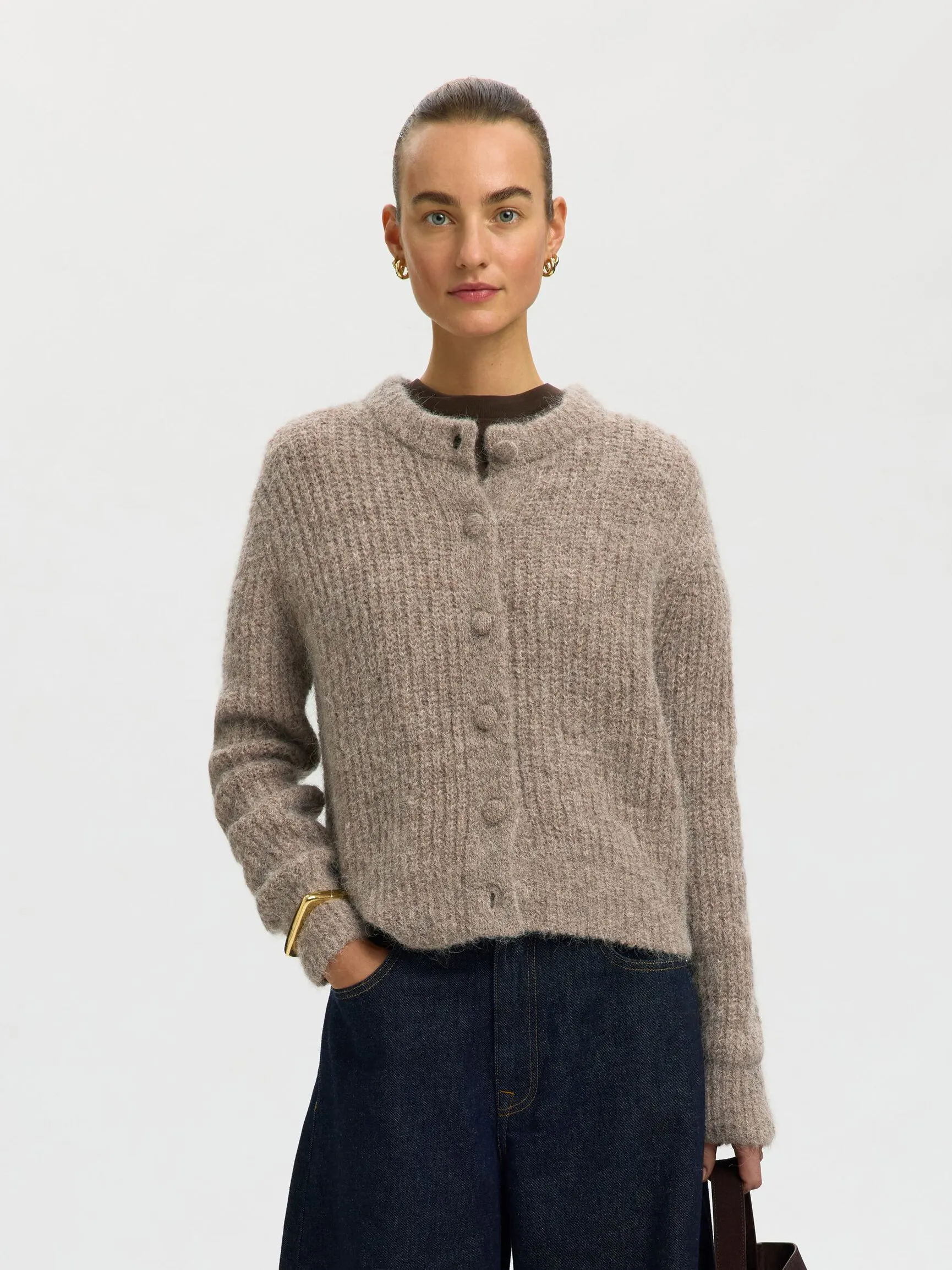 ALPAKKA-BLANDING STRIKKET CARDIGAN