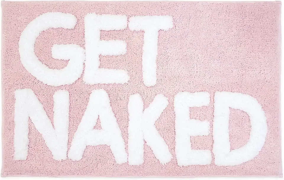 New Mungo Get Naked Bath Mat Pink - Blush Bathroom Rugs - Bath Mat - 31" x 20"