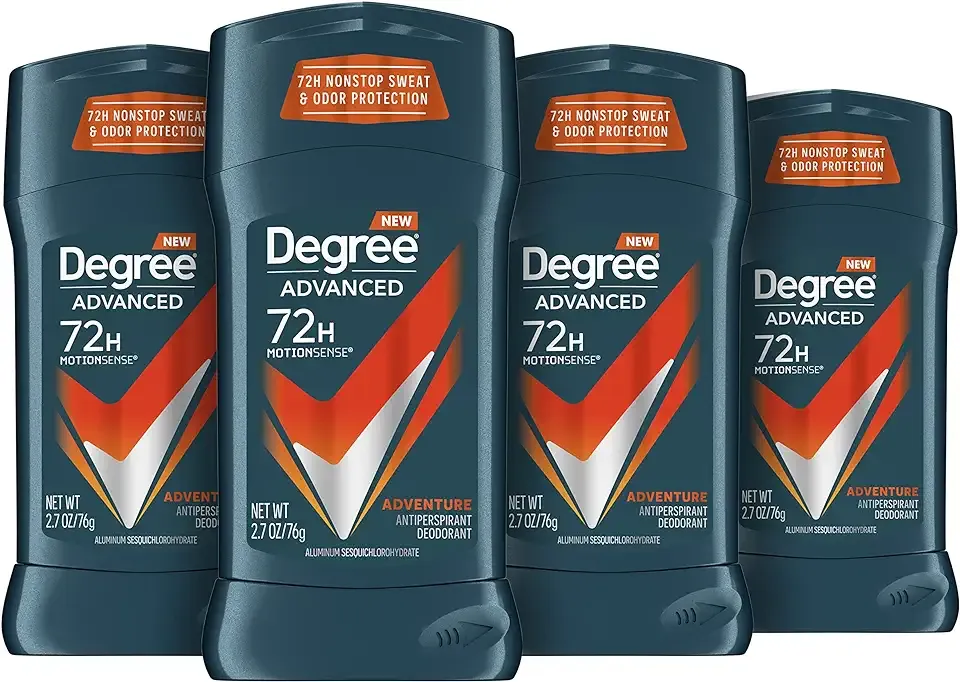 Degree Men Antiperspirant Deodorant Adventure Antiperspirant For Men With MotionSense Technology 2.7 oz, Pack of 4