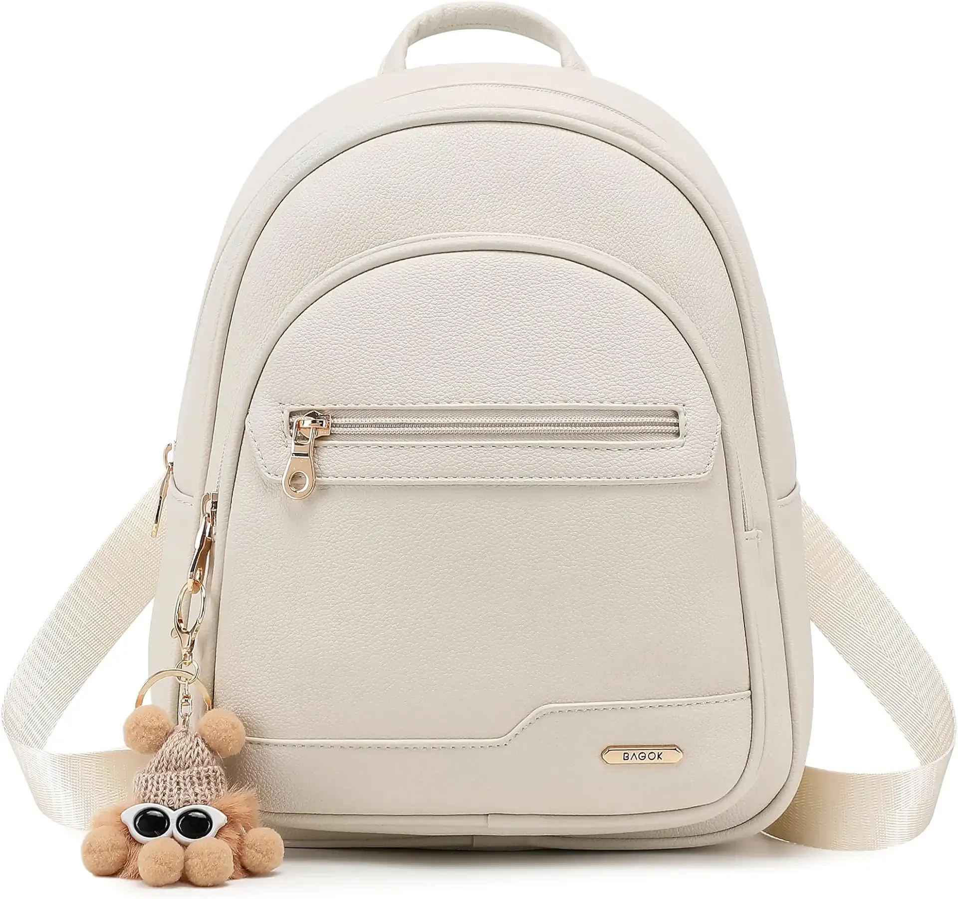 Mini Leather Backpack Purse for Women, Small Backpack Purse with Cartoon Charm, Cute Fashion Bag for Girls & Teens