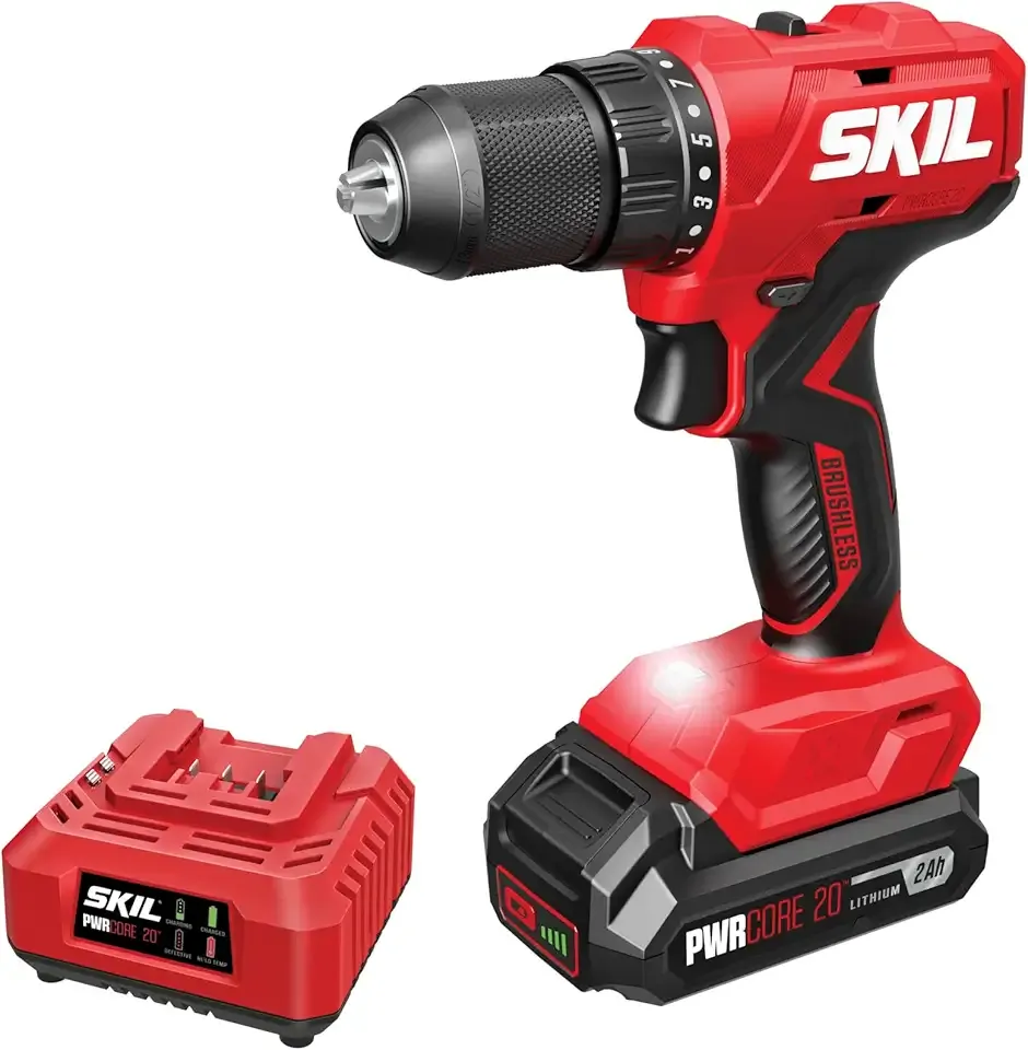 SKIL Brushless 20V 1/2" Drill Driver Kit Including 2.0 Ah Battery and Charger-DL6280B-10