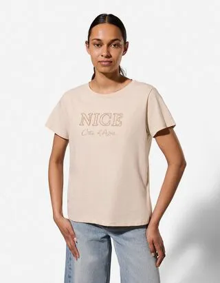 T-shirt - Ricami - Beige