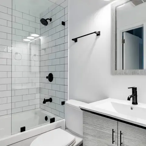 Shower Door vidrio templado 100x150 cm herraje negro - Civita