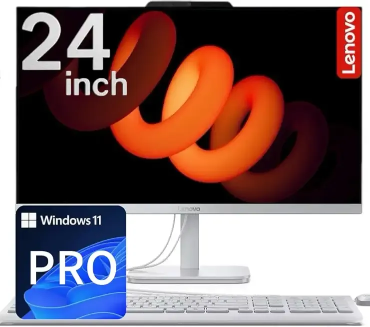 Lenovo NEW 24" IPS FHD All-in-One Desktop Computer for Home & Office - 16GB RAM - 256GB SSD - 3-Side Thin bezels - Intel 4-Cores - Wired Keyboard & Mouse - Wi-Fi 6 & Bluetooth 5.2 - Windows 11 Pro