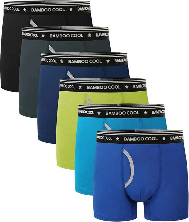 BAMBOO COOL Ultra Breathable Boys' Underwear Soft Boxer Briefs 6-Pack | Bamboo Viscose,Moisture Wicking,Tag-Free,Elastic Waistband…