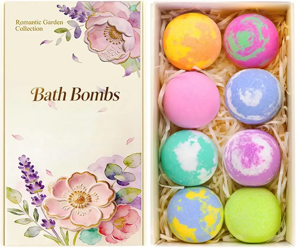 Bath Bomb Gift Set for Women, 8 Pcs Bath Bombs for Girls, Natural Bubble Bathbombs with Essential Oils, Self Care Gifts, Relaxation Spa Gift Basket,Birthday, Mothers Day Gifts for Mom, Wife,