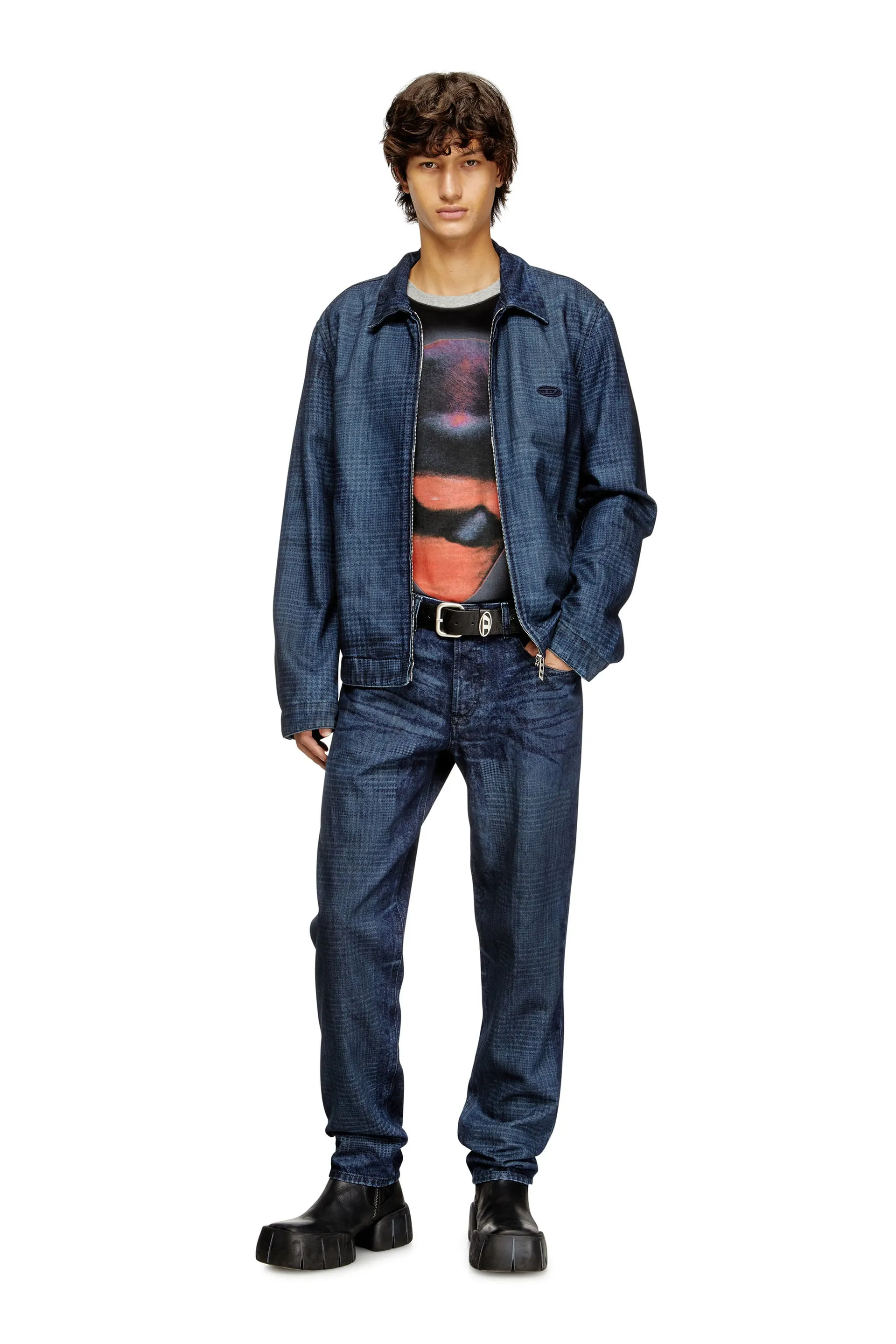 Jacket in Prince of Wales denim