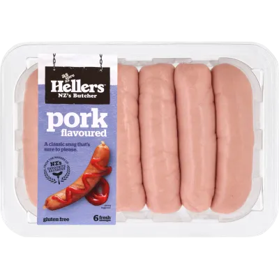 Hellers Beef/Pork Flavoured Sausages 6 Pack Natural Casing