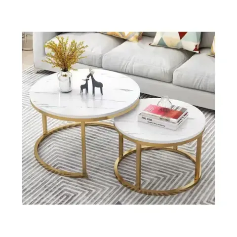 Mesa De Centro Auxiliar Doble Melamina 70x45cm 50x38cm BLANCA