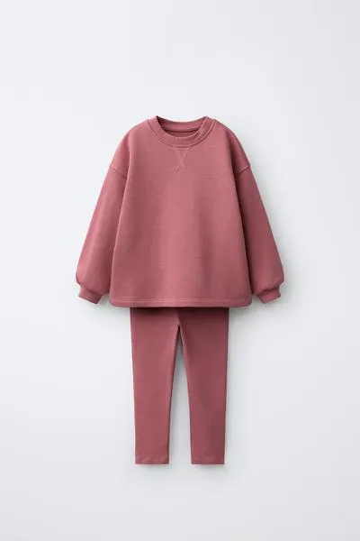 PLAIN SWEATSHIRT AND LEGGINGS SET