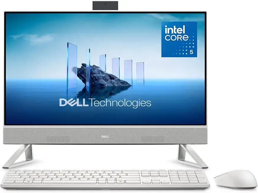 Dell 24 All-in-One Desktop ec24250-23.8-inch FHD Touch Display, Intel Core 5 Processor 120U, Intel Graphics, 16GB DDR5 RAM, 512GB SSD, Windows 11 Home, Onsite Service+6 Months Retail Migrate - White