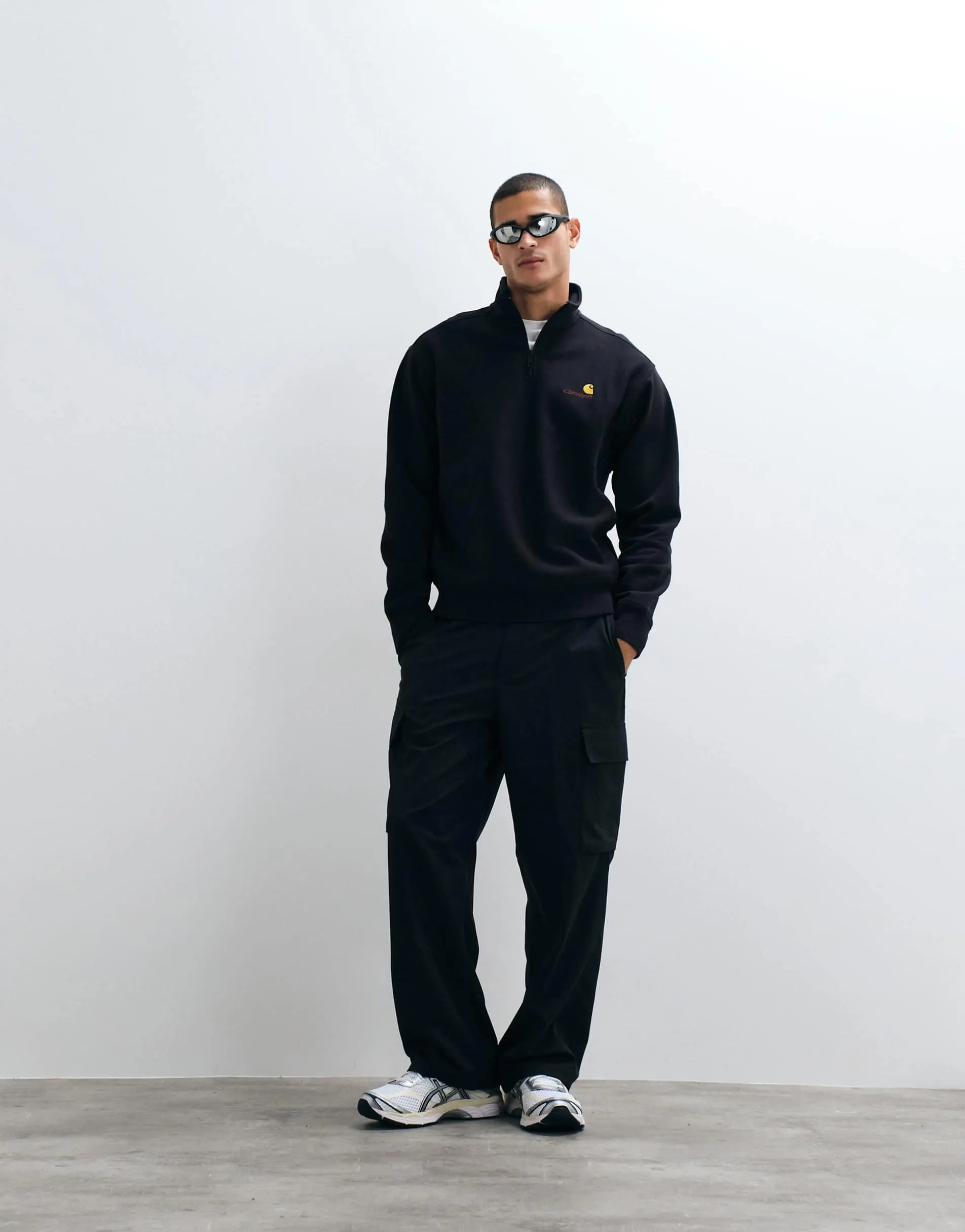Carhartt WIP American Script half zip sweatshirt in black