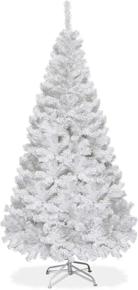 GOFLAME 6FT Artificial White Christmas Tree Home Holiday Décor, Metal Stand PVC Material 650 Branches Indoor Decoration, Easy Assembly