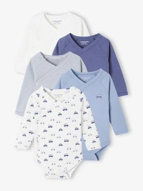 Lot de 5 bodies ouverture naissance - bleu