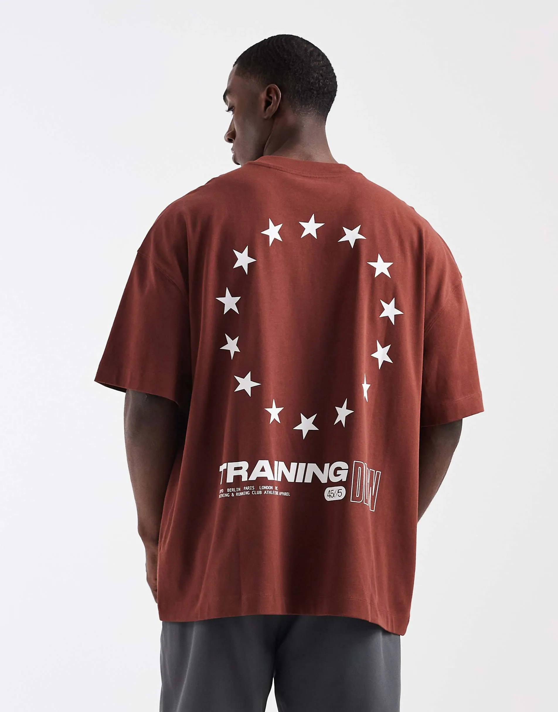 4505 heavyweight cotton oversized t-shirt with back graphic and quick dry finish in rust
