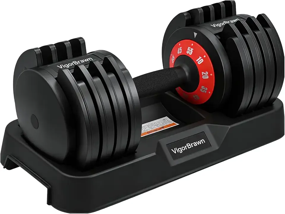 Adjustable Dumbbell Set 55LB - 5-in-1 Multifunctional Weights with Anti-Slip Metal Handle, Quick Adjusting Mechanism, Ideal for Full Body Strength Training, Includes Convenient Storage Tray (1)