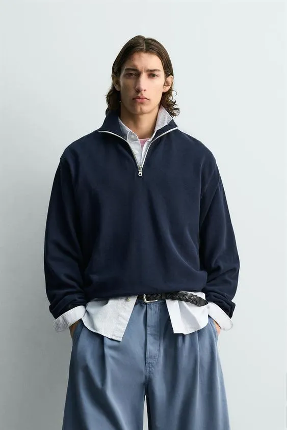 PIQUÉ QUARTER-ZIP SWEATSHIRT