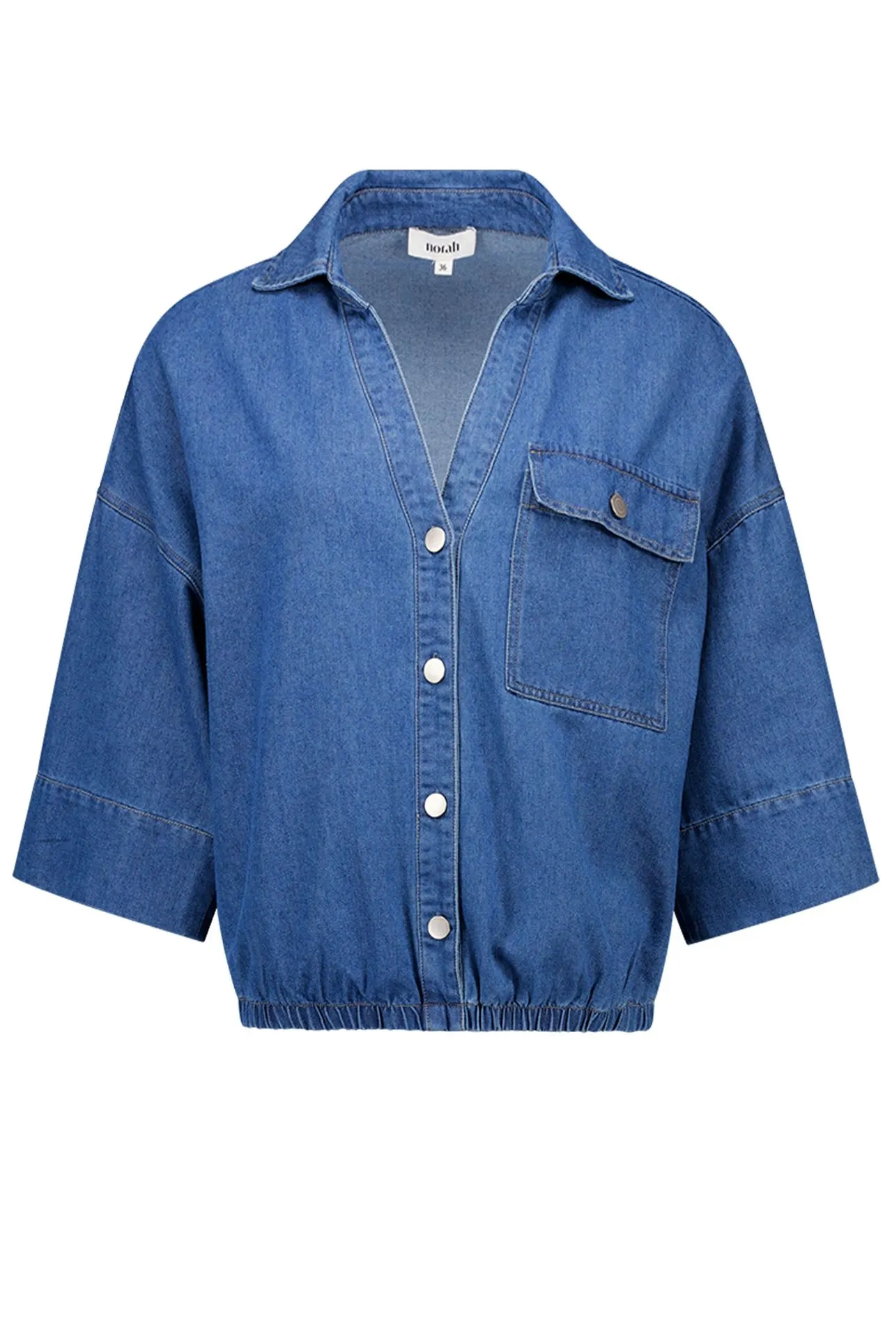 Denim blouse met elastische band