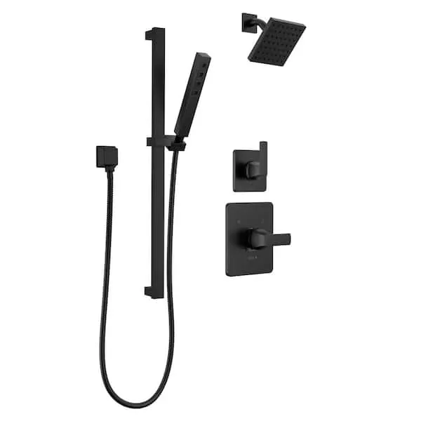 Delta Velum 2-​Spray Dual Wall Mount Fixed and Handheld Shower Head 1.​75 GPM in Matte Black