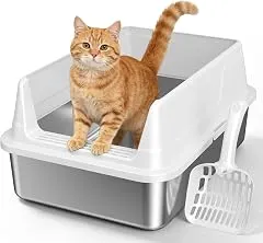 Stainless Steel Cat Litter Box, Metal Litte…