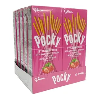Pocky Cream Covered Biscuit Sticks, Strawberry, 1.41 oz, 10-count
