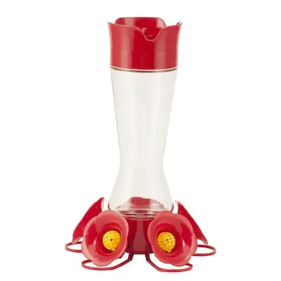 Crimson Carnation Glass Hanging Hummingbird feeder - 22-oz