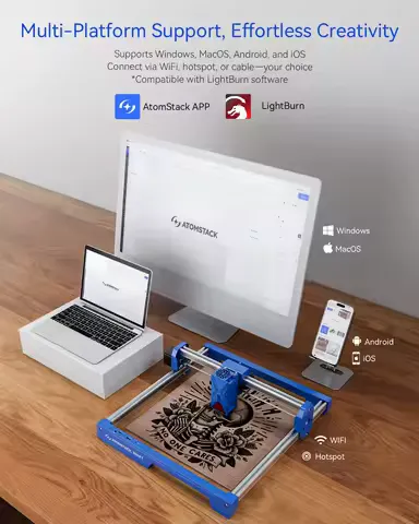 ATOMSTACK SWIFT Portable Laser Engraving Machine 12W 7W Laser Engraver Wood working Tools Diy Dog tags Acrylic Metal 300*300mm